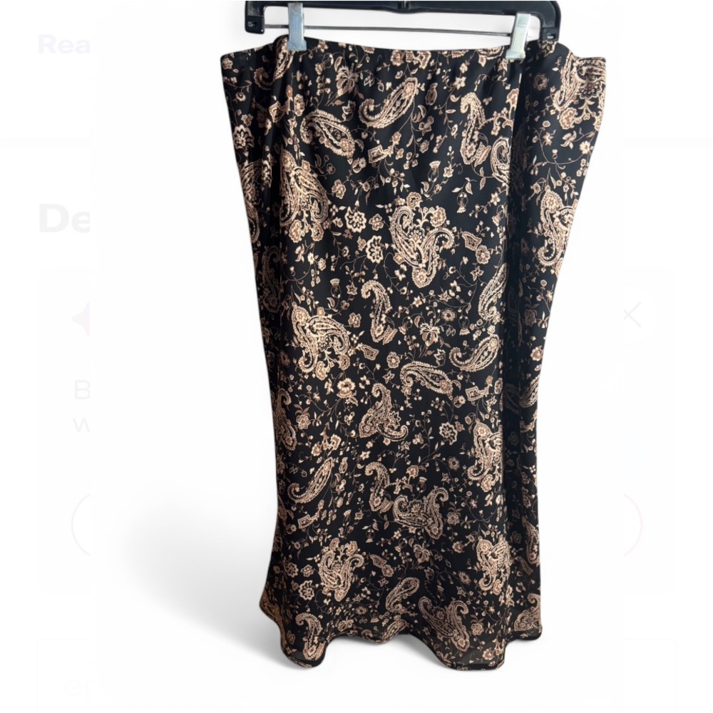 Encore Jeans Black Tan Midi Pencil Skirt Casual